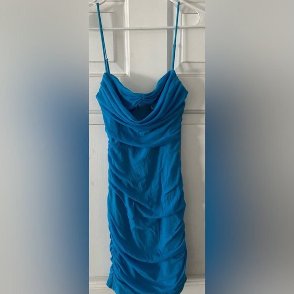 OH POLLY ZITA Cowl Neck Layered Mini Dress in Blue - Picture 4 of 6